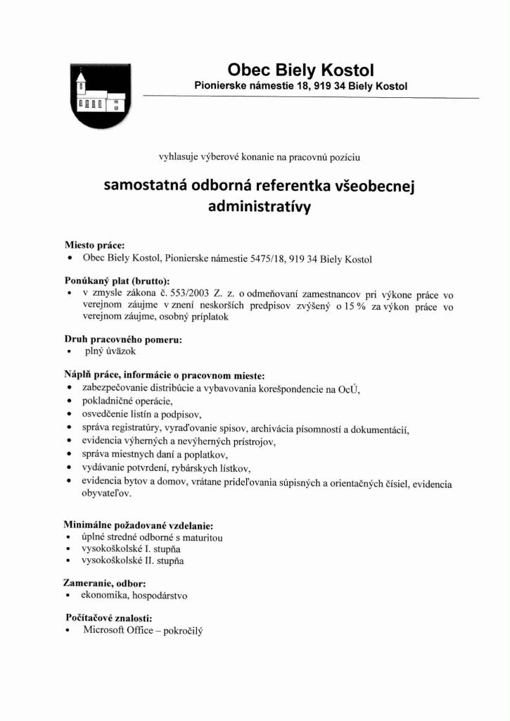 Samostatná odborná referentka