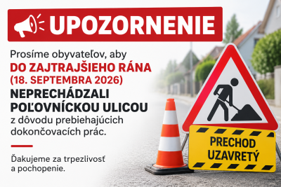 Poľovnícka ulica neprechodná do 18. septembra 2026